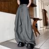 Men Back Elastic Waist Ruffled Casual Long Wide Legs Pants with Pockets