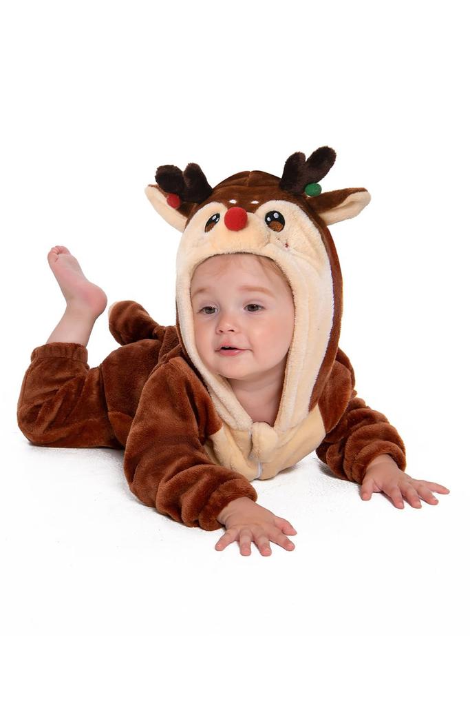 OLAOLA Reindeer Kigurumi Baby Winter Newborn Baby Shower Commemorative Photo Unisex Kids' Pajamas, Costume, Outfit, Romper, Clothes, Kids' Halloween,