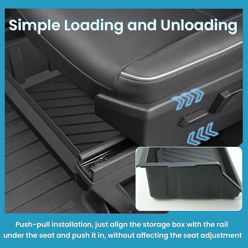 For Tesla Cybertruck Storage box under front seats drawer-type storage box seat hidden storage box Car interior accessories