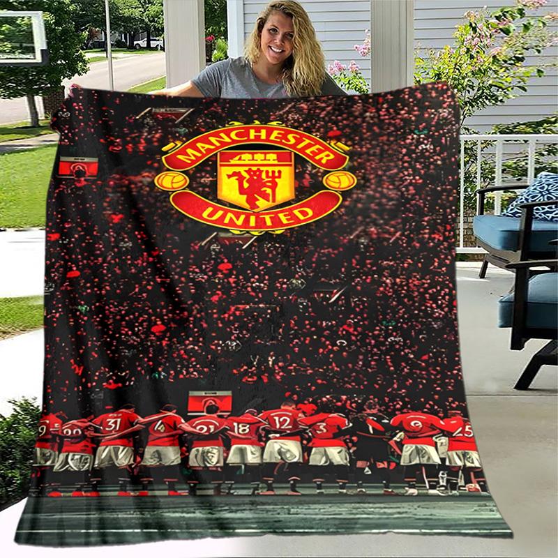 1pc Blanket - Manchester United FC logo Print Design, Lightweight Blanket for Sofa, Bed- Soft &Warm, Gift for All Seasons