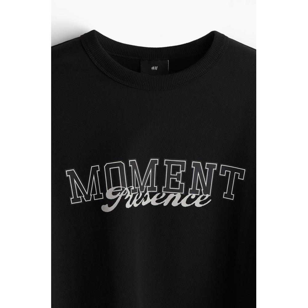 H M Loose FiT PrinTed T sHirT Black MoMenT