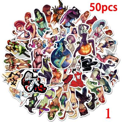 New 50pcs Angel Anime Women Anger Devil Lady Beauty Girls Stickers for Laptop Luggage Guitar Stickers
