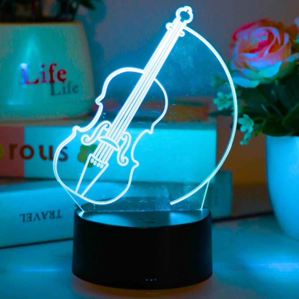 3D violin night light seven color touch night light suitable for bedroom and study  recording studio decoration and perfect gift