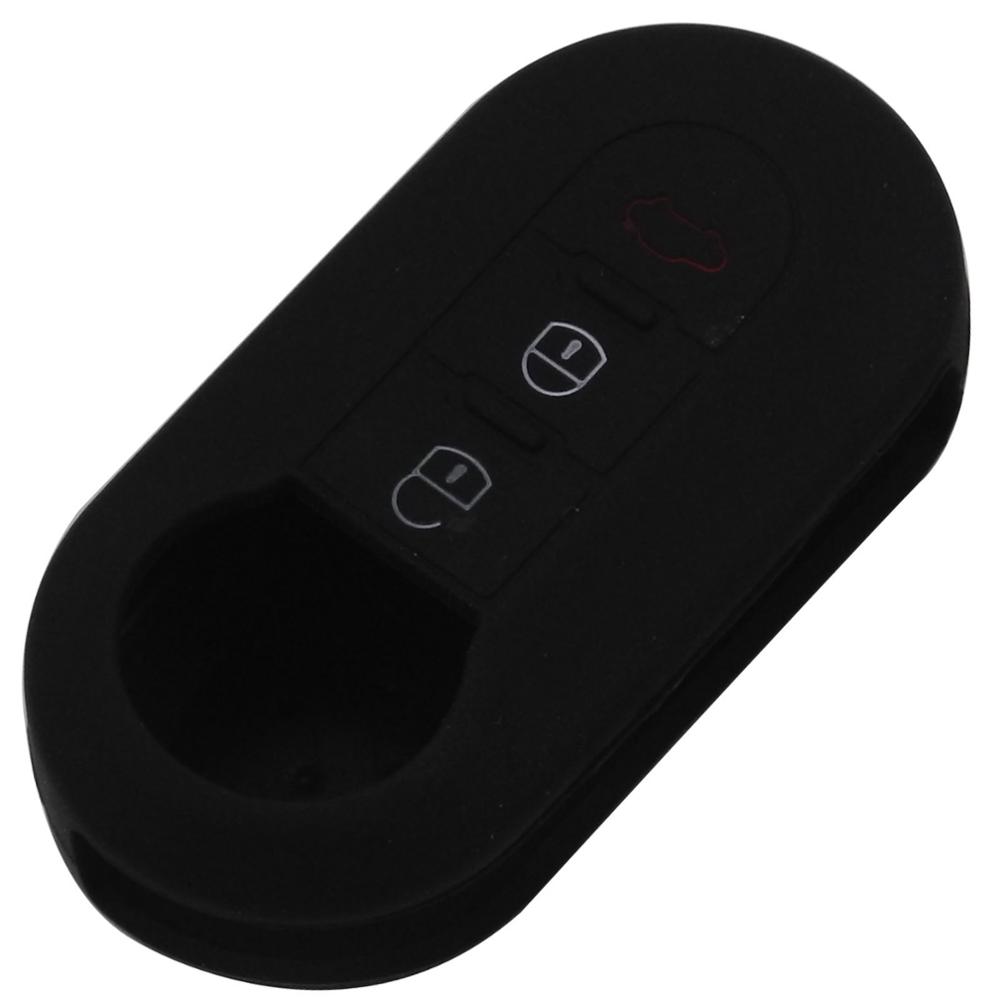 Jingyuqin 3 Buttons Remote Flip Key Shell Blank Fob Silicone Car Key Cover Case For Fiat 500 Folding Flid Key
