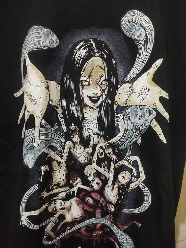 Редкая черная футболка с коротким рукавом Junji Ito Tomie Anime Унисекс Reamke S5XL Унисекс футболка L