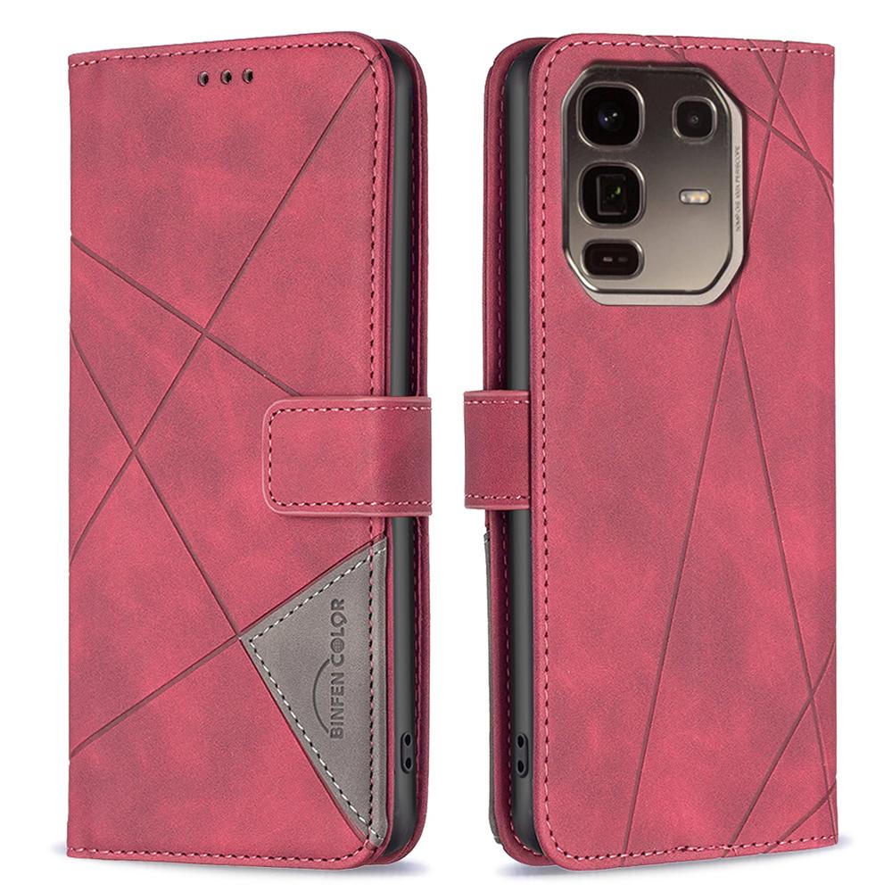 BINFEN COLOR For Infinix Note 50 Pro+ 5G Phone Case Wallet Stand Geometry Imprinted Leather Cover