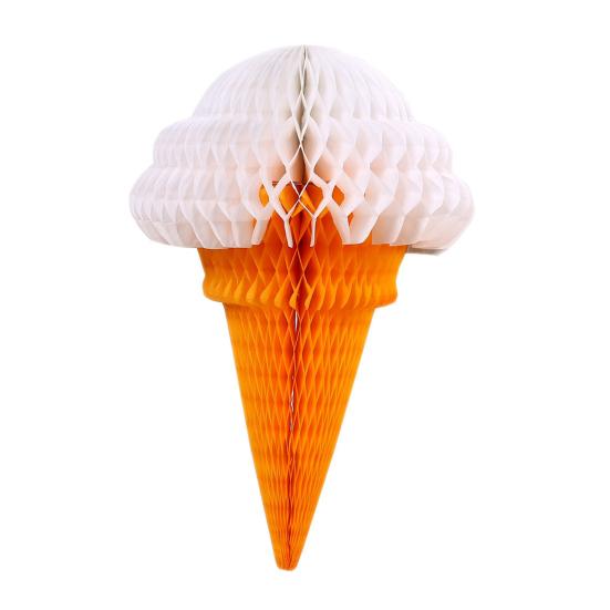 

Ice Cream Centerpiece Foldable Vibrant Color Party Accessory Party Birthday Baby Shower Party Ice Cream Centerpiece for Family білий