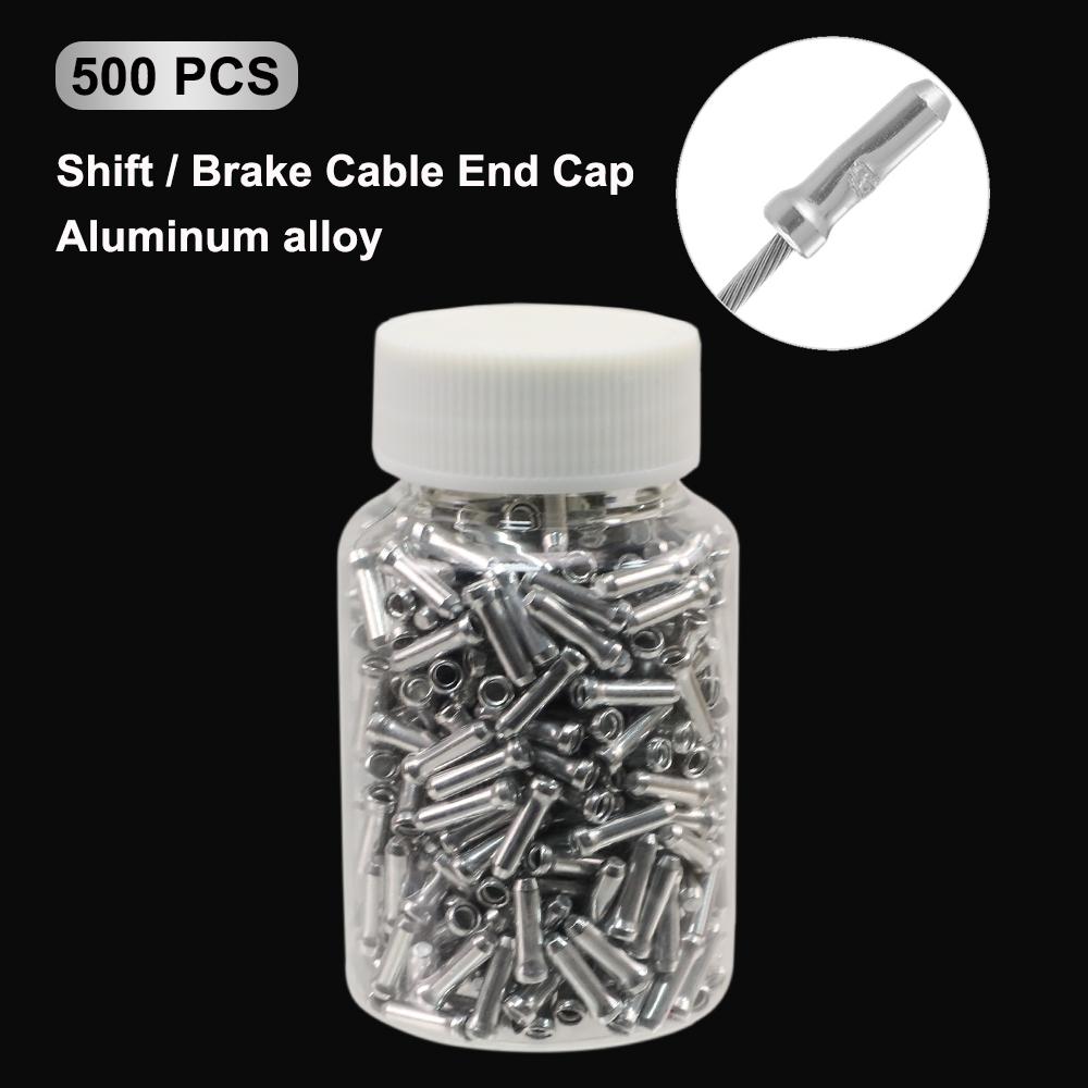 500pcs Bike Shifter Brake Cable End Caps MTB Road Bike Derailleur Wire Tip Multi-color Aluminum Alloy Shift Inner Cable End Cap Silver 500PCS