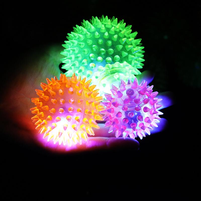 Luminous Flashing Elastic Massage Ball with Thorns - Pet Toy and Night Time Fun