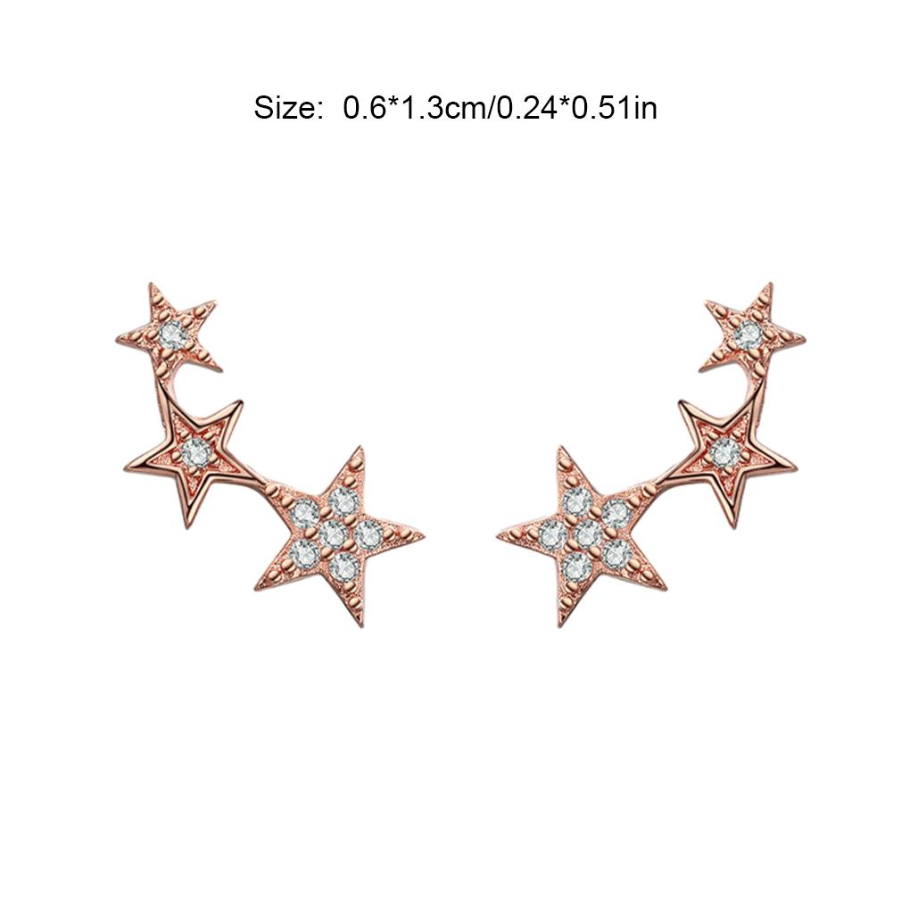 Silver Versatile 925 Sterling Silver Star Earrings Rainbow Multiple Crystals Lightweight Trendy