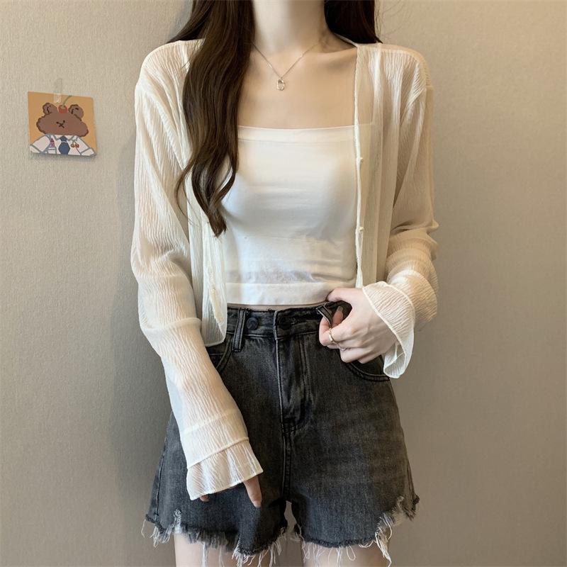 Sonnenschutz Langarm Chiffonbluse Damen Neues Schal Sommer Cardigan mit Studentenjacke Top Ins Trend