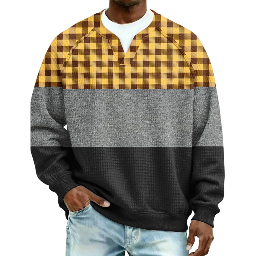 Herrfritidshuva Utomhus V-hals Vågmönster Långärmad