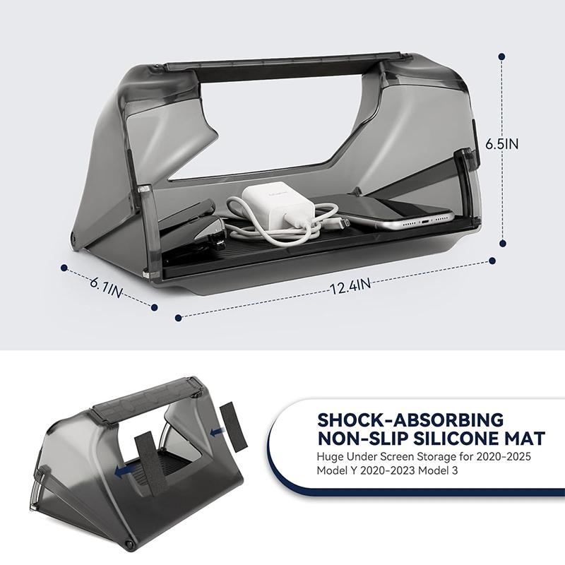 Under Center Console Screen Storage Box For Tesla Model 3/Y 2019-2023 Center Console Hidden Fold Able Car Storage Organizer Tray