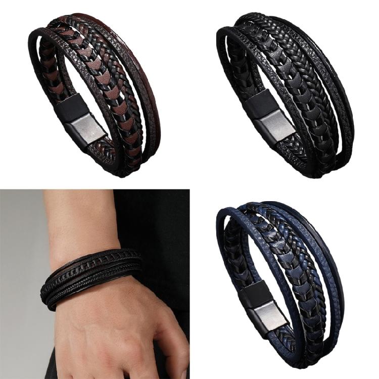 Vintage Handgefertigtes Leder Einfaches Armband Mehrlagiges Armband Lederband Handgelenkschmuck Geschenk für Modebegeisterte