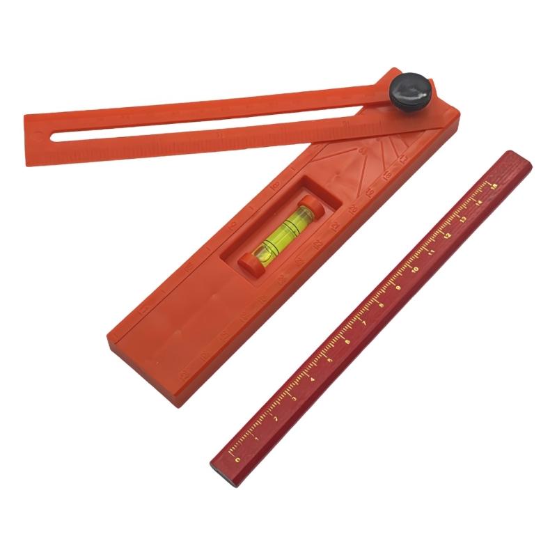 Multifunctional Angles Ruler Integrated Bubble Level Foldable Depth Measuring Ruler For Precise Woodcraft Measurement