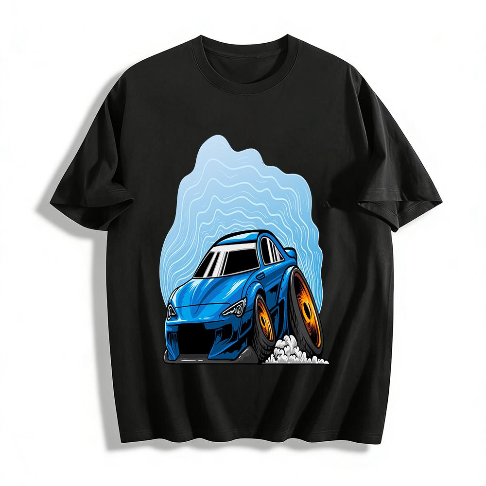 Drift Racing Car Graphic Tee For Car Culture Enthusiasts Cool Top Pure cotton T-shirt