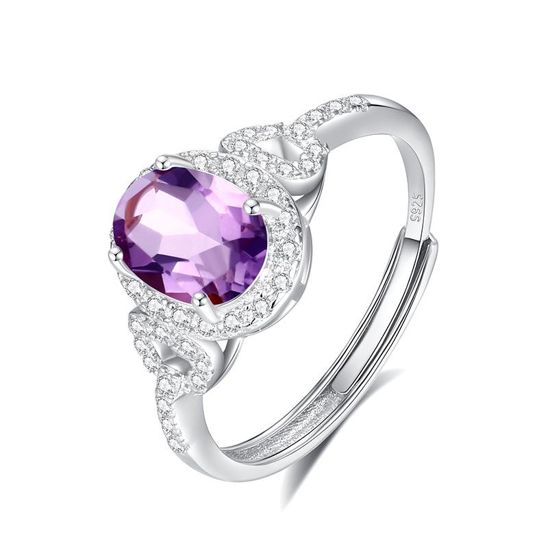 Natural Peridot Ring S925 Sterling Silver with Amethyst Citrine Open Ring