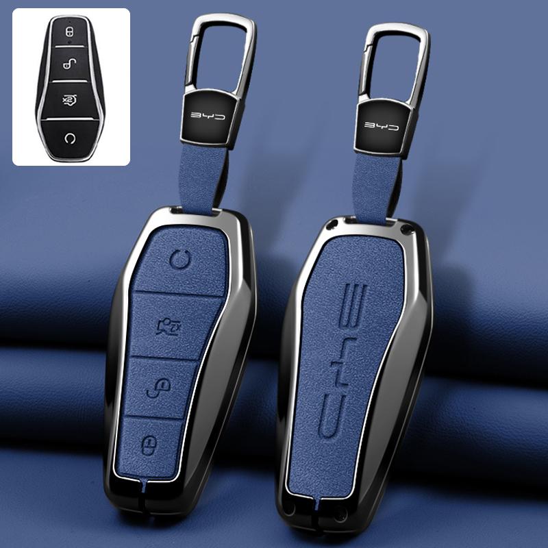 New Alloy Style Sheepskin Car Key Case Cover For BYD Song Pro Plus Max Dmi EV Seal Dolphin Remote Control Key Auto Accessories