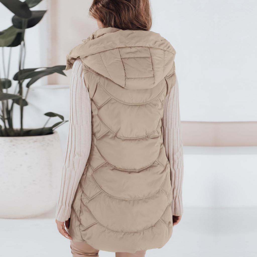 Women's  And Winter Temperament Sleeveless Cardigan Mid-length Cotton Vest Vest Coat