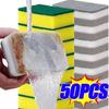 5/50PC Dishwashing Sponge Reusable Kitchen Cleaning Scouring Pad Washable Scrub Sponge Eco Non-Scratch for Washing Dishes Sponge