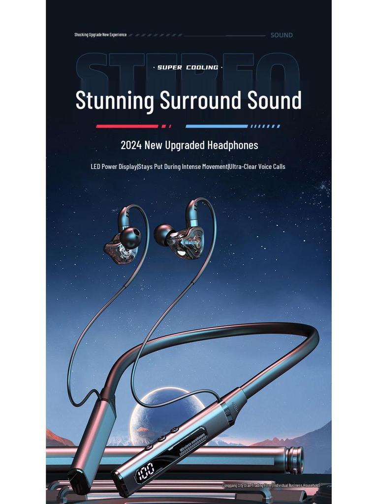 2025 Bluetooth Neckband Headphones: Heavy Bass, Wireless, Noise Cancelling, Long Standby, Sports & Running