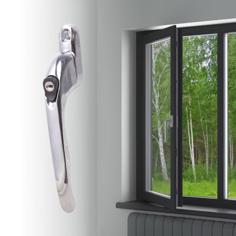 Stainless Steel Lockable Window Handles With Key & Screws AntiTheft Window Grip Lock Balcony Door Handle Enduring