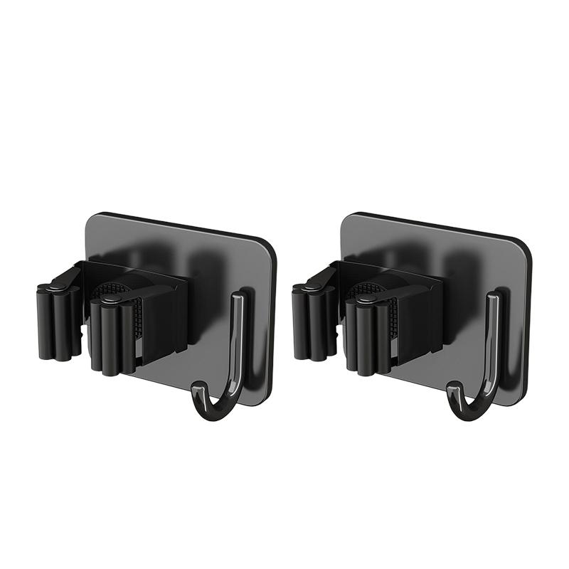 304 Stainless Steel Mop Holder Wall Mounted Adhesive Multi-Purpose Hooks Household Storage Organizer Rack Broom Hanger Stick