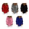 Yousheng Damen Hemd Button-Down Revers Langarmhemd Tops Einfarbig Locker Glänzende Pailletten Ärmel Samthemd Cocktailparty Kleidung