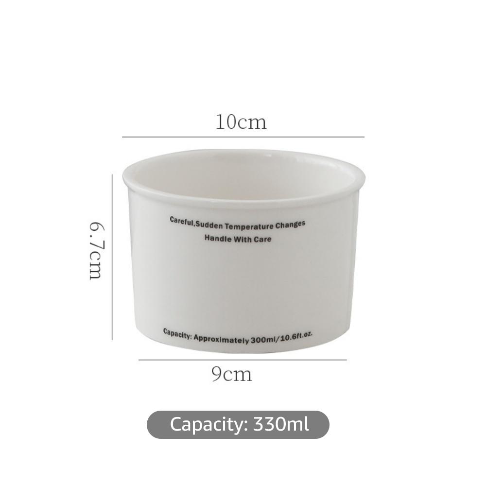 330ml/300ml Coffee Cup Ceramic Mug Simple Letter Coffee Cup Imitation Paper Design Drinking Household Breakfast Milk Cup