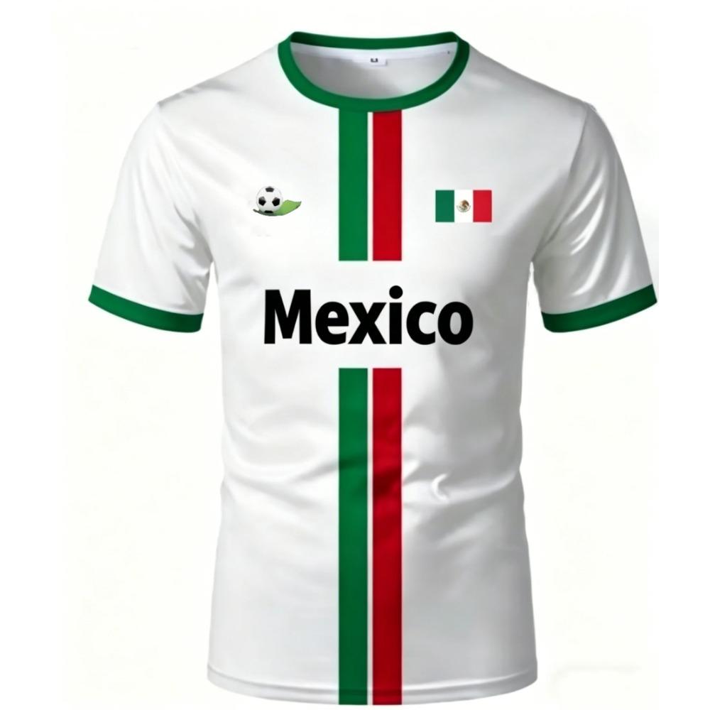 Magliette da Calcio Messico 2026 Moda Estiva Manica Corta Magliette Stampate 3D con Bandiera del Messico Top Casual