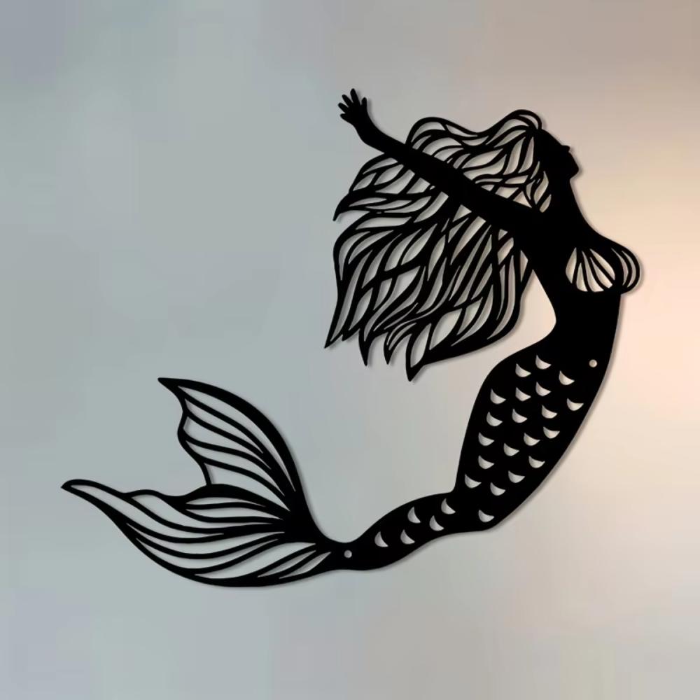 1 szt. Metalowa syrenka dekoracja ścienna, metalowa syrenka kotwica zewnętrzna rzeźba żelazna syrenka kotwica zewnętrzna dekoracja ogrodowa patio