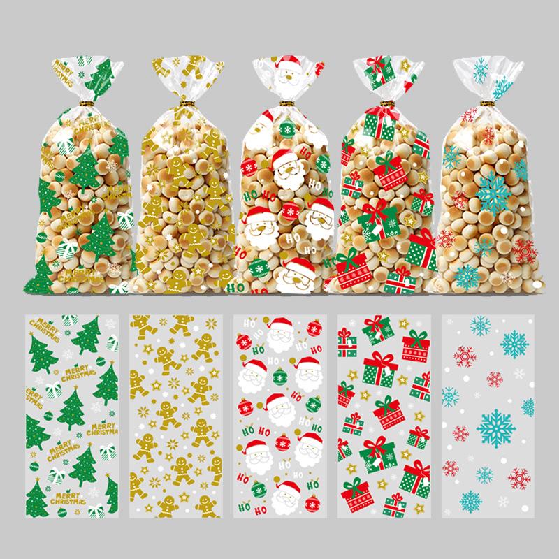 

Christmas Candy Bags - Santa Claus Holiday Party Treat Bags, Cookies & Cellophane Goodie Bags