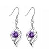 White Gold Plated Amethyst Angel Wing Dangle Earrings with Zircon