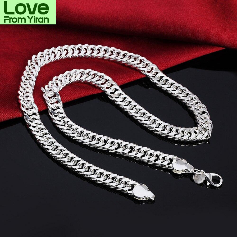 Neue 925 Sterling Silber 20 /24 Zoll 10mm Volle Flache Seitlich Kette Halskette Für Frau Mann Mode Hochzeit Schmuck Geschenk
