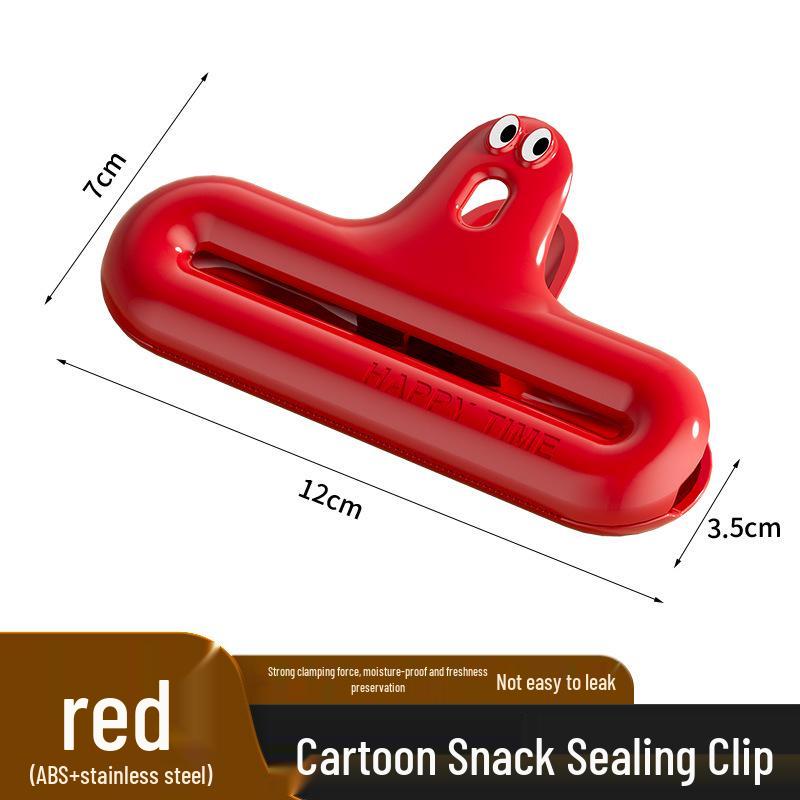 Multi-functional Caterpillar Snack Clip: Moisture-proof Kitchen Sealing Device красный/ягодный