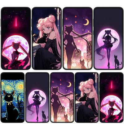 Hülle für iPhone 15 14 Xiaomi Redmi Note 13 12 11 Pro Max X 8 7 9 XR Samsung Galaxy S24 S23 A05 OPPO A15 Huawei Anime Sailor Cartoon Moon Handyhülle