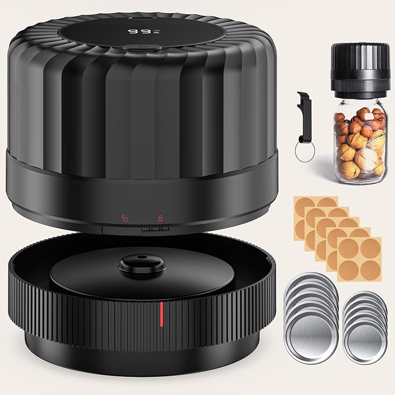 Электрический вакуумный запайщик для банок Mason - Автоматический комплект вакуумного запайщика для банок Mason, Вакуумный запайщик для всех банок Mason с обычными крышками/крышками с широким горлышком, А