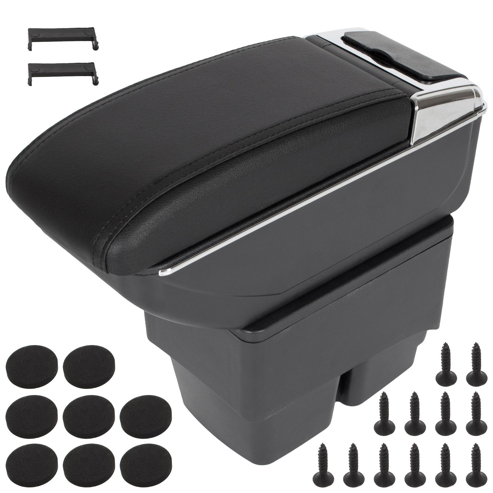 Super Merchant Ford Fiesta Vi MK7 08-17 Armleuning Met Opbergvak Zwart Eco Leer + Montageset