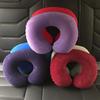 Travel Inflatable C-shaped Pillow for Car Airplane, Portable U-shaped PVC Plush Neck Pillow
