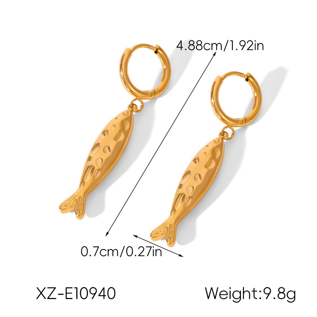 

European and American Style Colorful Pearl Fish Earrings in 18k Gold and Titanium Steel