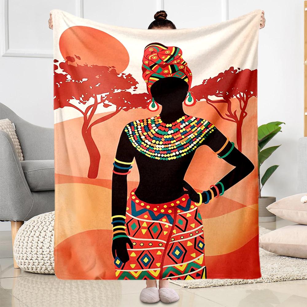 African Style Blanket Durable Comfort Perfect for Couch Chair Seaside Four Seasons Multipurpose Digital Print Gift for Travel Home Birthdays