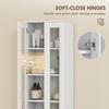 Tall Bathroom Storage Cabinet, 6-Tier Slim Bathroom Cabinet with Adjustable Shelf, 4 Soft-Close Doors, White