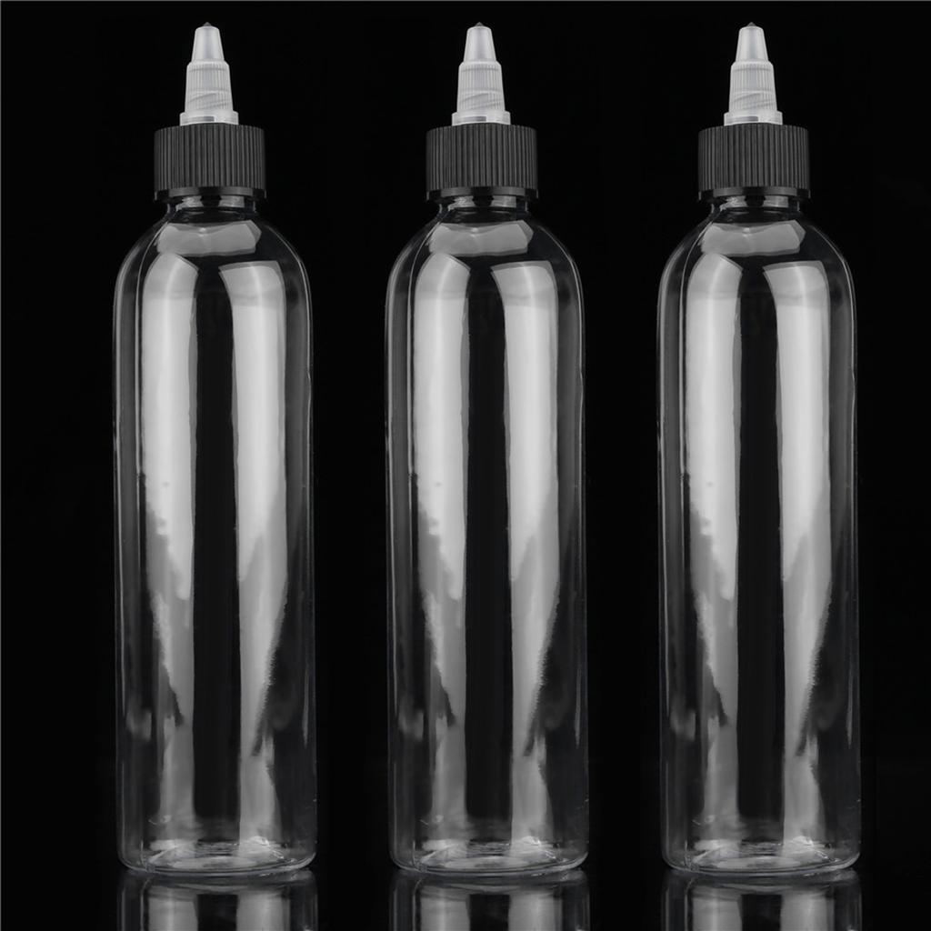 3pcs 250ml Empty Plastic Bottles Tattoo Pigment Ink Bottle Green Soap Clear Bottle Supply