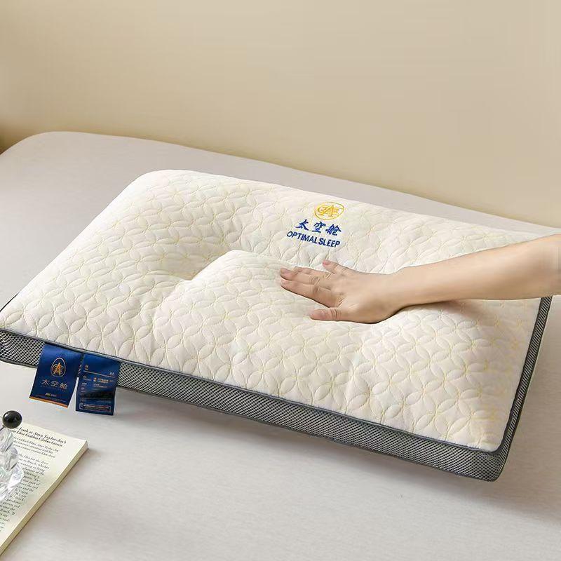 Подушка из вязаного хлопка с трехмерным краем в форме космической капсулы Зонированная латексная подушка Удобная подушка для сна с поддержкой шейного отдела Подушка из перьевого велюра 1593₽