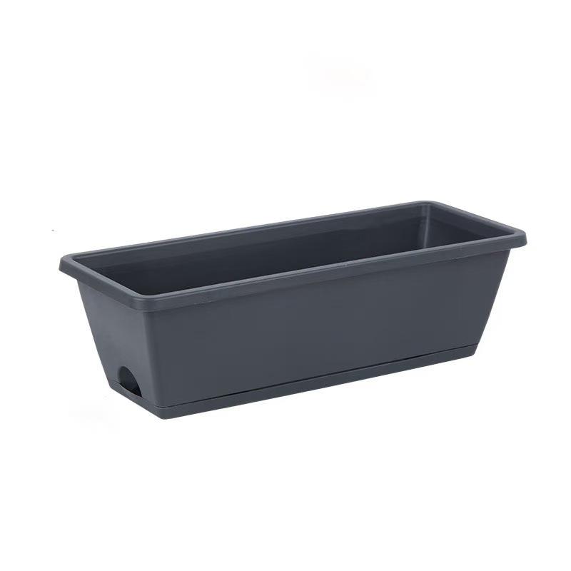 Plastic Planter Trough for Plants - Long Rectangular Flower Box Container with Drainage Holes for Indoor Outdoor Garden Use