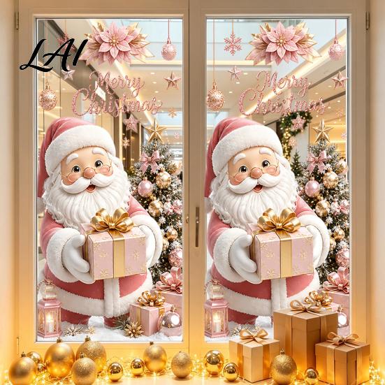 Home Holiday Decoration Christmas Window Clings Cute Snowman Santa Penguin Reindeer Stickers for Removable Festive Wall Art Glass Reusable