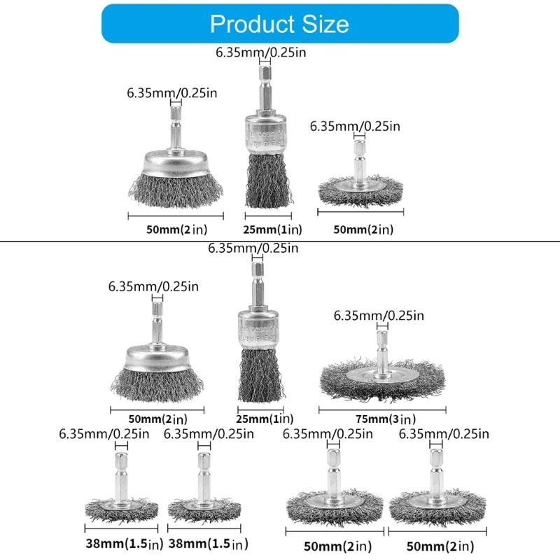 Hex Shank Steel Wire Wheel Brush Ideal For Metal Rusts Removal And Welding Spots Cleaning Tool 1/4Inch Hexagonal Handle