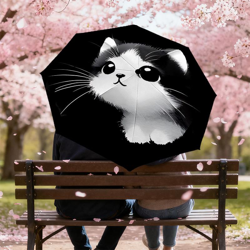 Adorable Kitten Print Umbrella   Automatic Opening & Closing, Outdoor Protection, Lightweight and Durable Travel Accessory 127