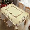 1 Piece Christmas-Themed Round And Rectangular Tablecloth, Various Sizes, Santa Claus Reindeer Vintage Gold And White Tablecloth, Christmas Yard Table