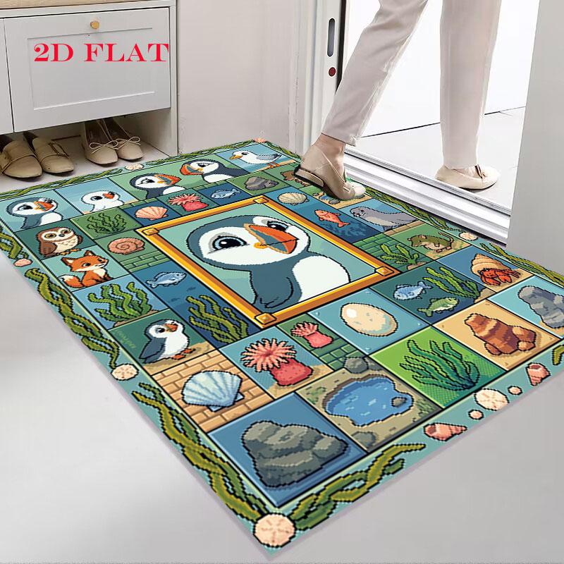 Puffin Rock poster Carpet Rug for Living Room Bedroom Home Sofa Decoration,Kids play Nonslip Floor Mat